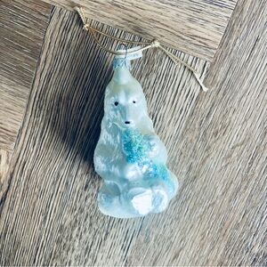 Polar Bear With Fish Blown Glass Christmas Ornament Made In Germany